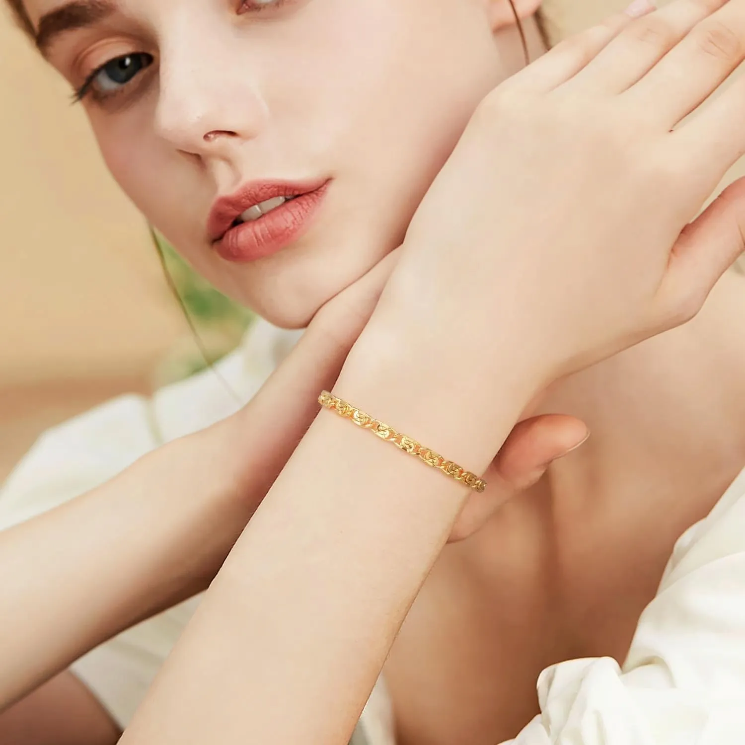 14K Gold Bracelets for Women Dainty Cuban Chain Gold Bracelet for Women 6.5/7/7.5/8/9in