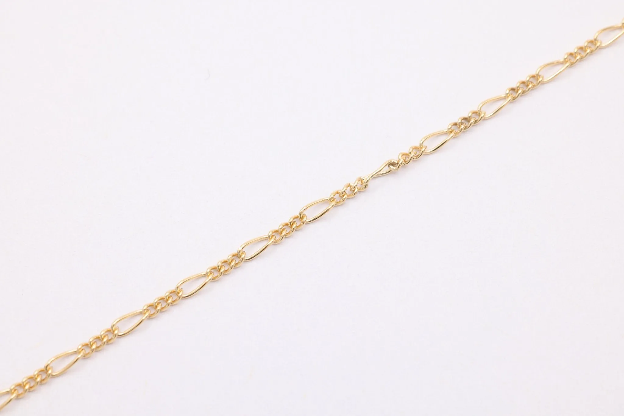 14K Solid Gold 1.5mm Figaro Chain, Uncut by Foot Chain, Bulk Discounts, Jewelry Making Chain