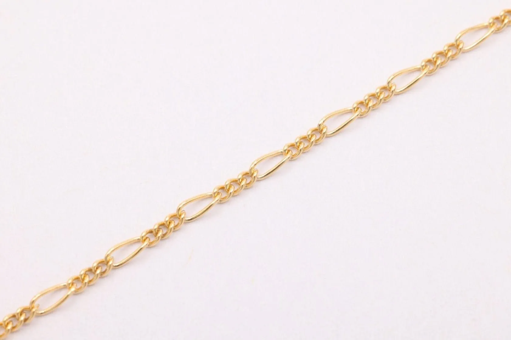 14K Solid Gold 1.5mm Figaro Chain, Uncut by Foot Chain, Bulk Discounts, Jewelry Making Chain