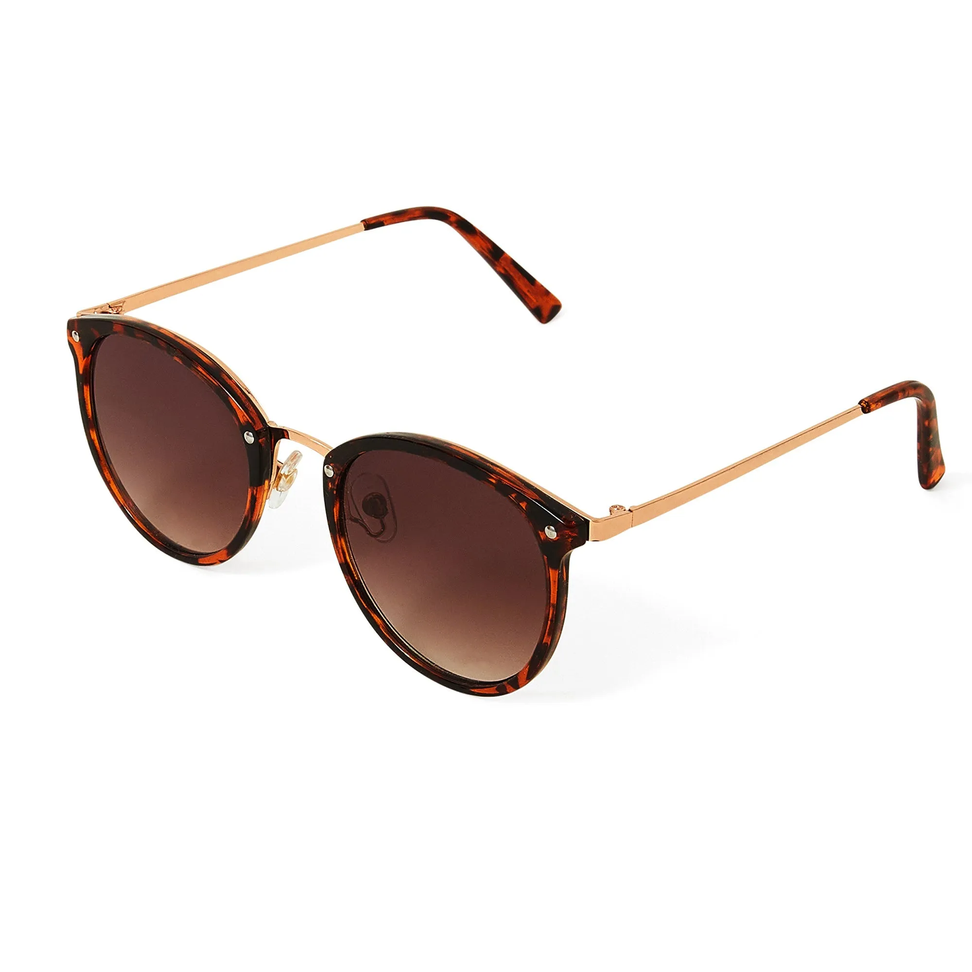 Accessorize London Women's Metal Bridge Round Preppy Sunglasses