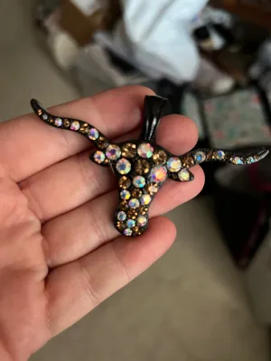 Black Rhinestone Pendant with Magnetic Clasp