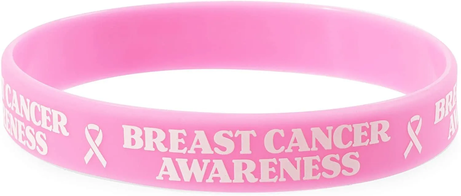 Breast Cancer Awareness Bracelets, Pink Wristbands (48 Pieces)