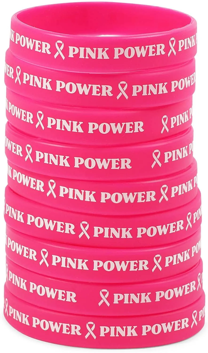Breast Cancer Awareness Bracelets, Pink Wristbands (48 Pieces)