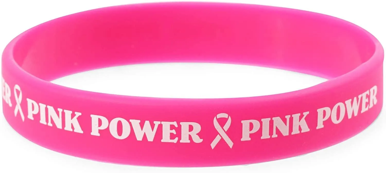 Breast Cancer Awareness Bracelets, Pink Wristbands (48 Pieces)
