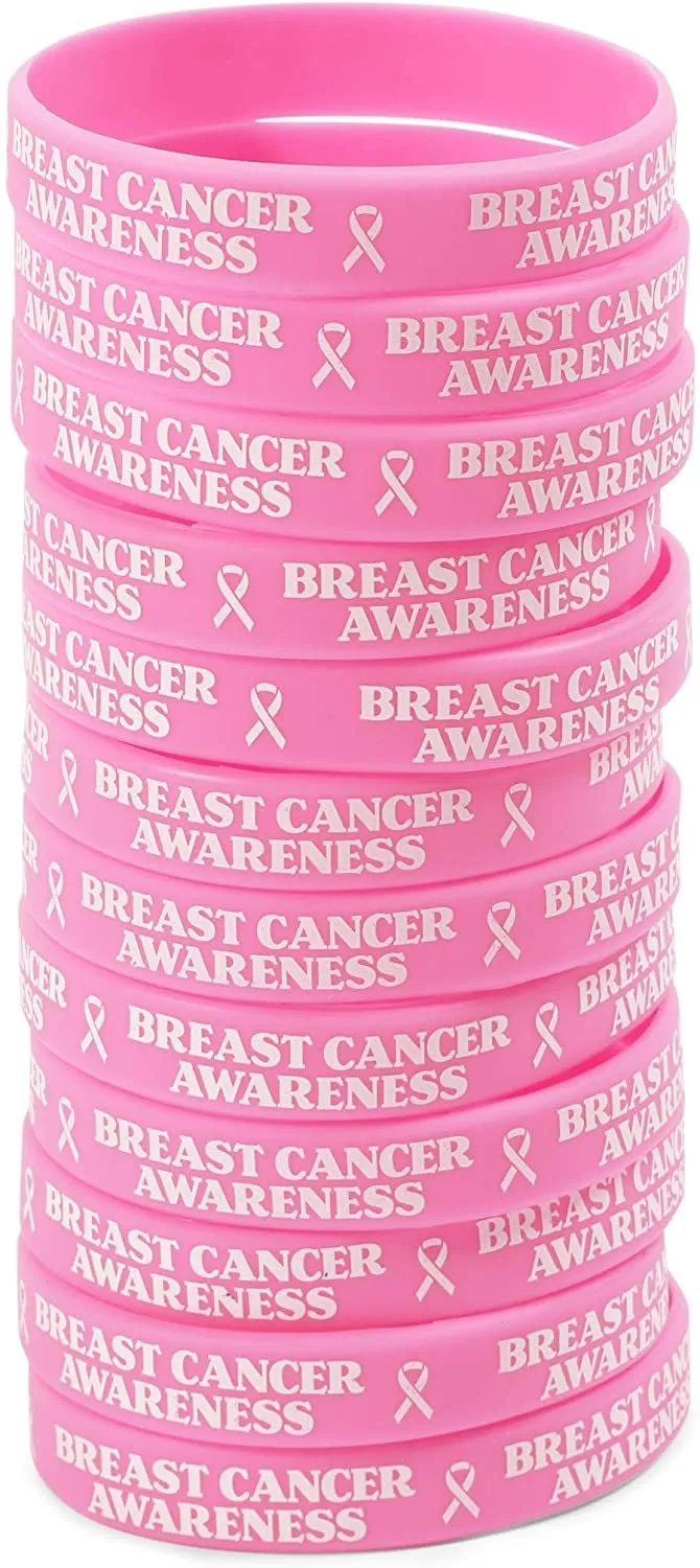 Breast Cancer Awareness Bracelets, Pink Wristbands (48 Pieces)