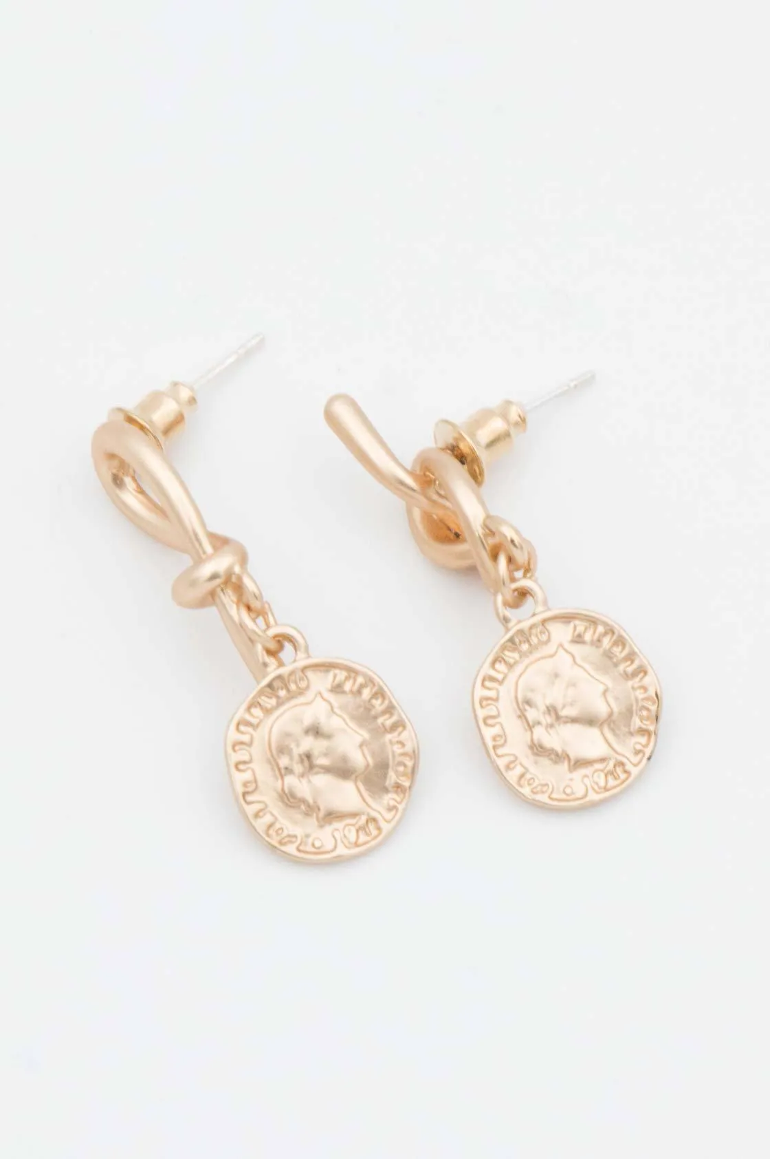 Gold Coin Knot Earrings