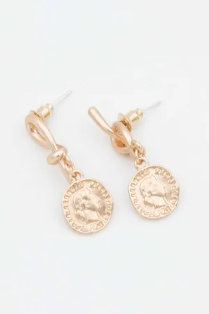 Gold Coin Knot Earrings