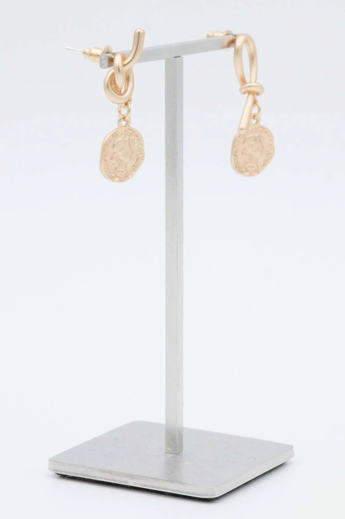 Gold Coin Knot Earrings