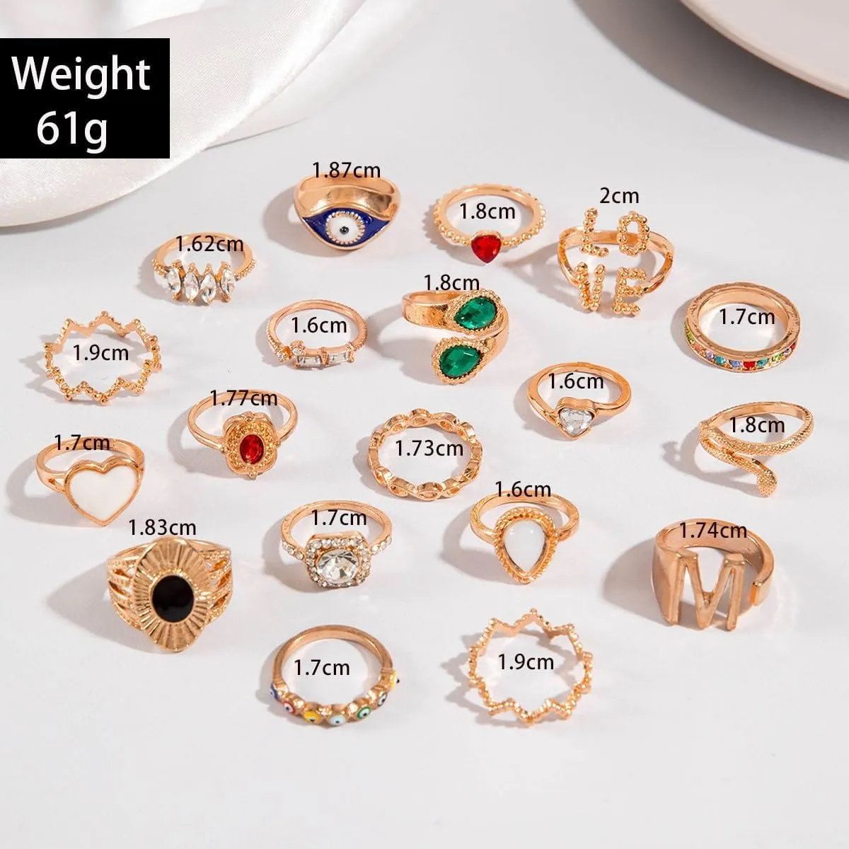 Gold Silver Rings for Women Pearl Colorful Rhinestone Waterproof Chunky Silver Ring Non Tarnish Gold Ring Set Stackable Statement Rings Adjustable Open Fashion Jewelry
