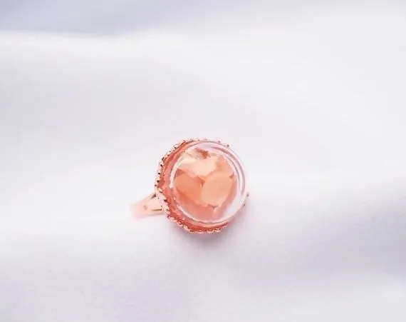 Nature Ring, Terrarium Ring, Rose Gold Statement Ring, Rose Gold Himalayan Salt, Bridesmaid Gift, Garden Wedding Jewelry, Christmas Gift
