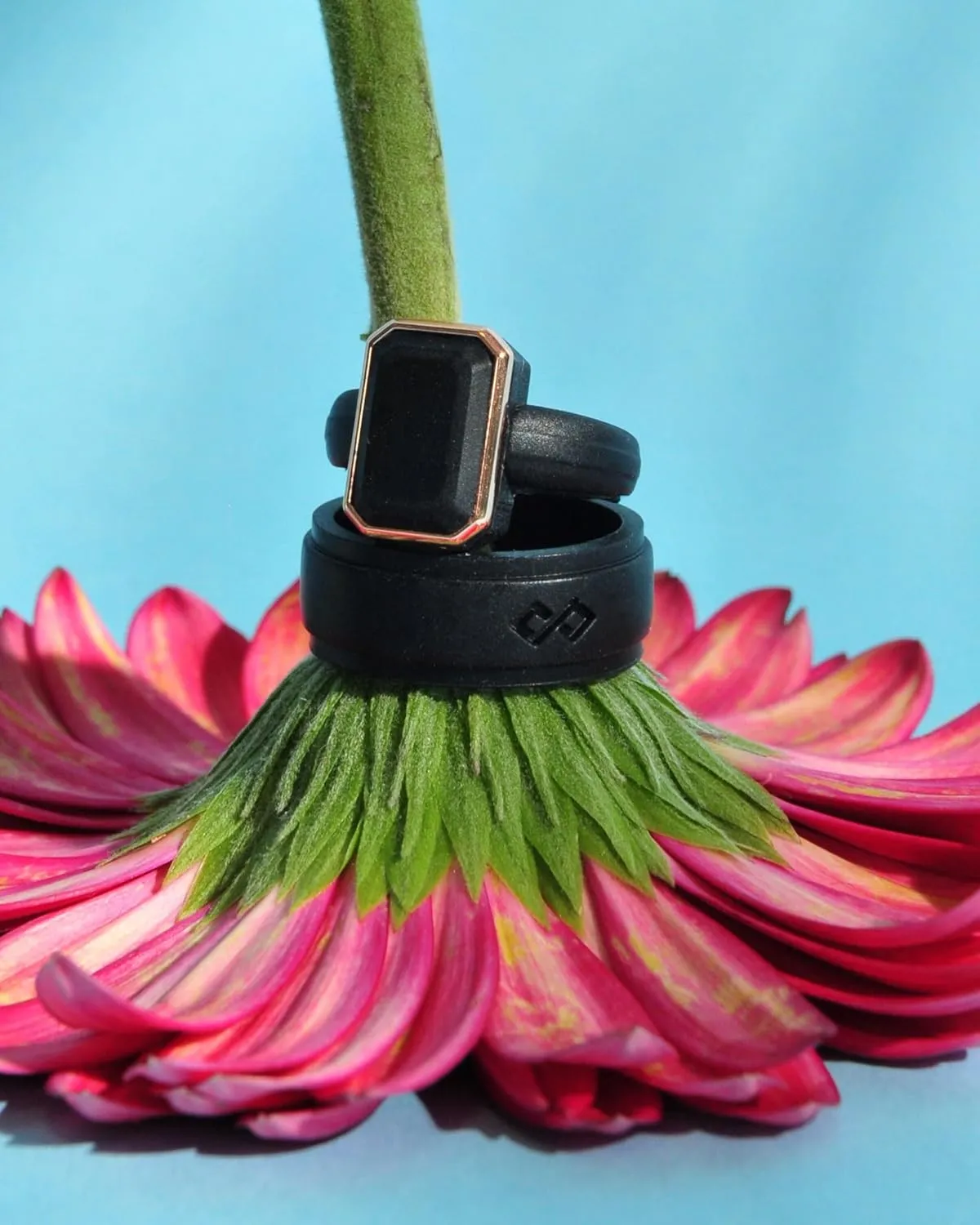 Rinfit Matching Silicone Rings for Couples - Wedding Bands for Him and Her - Emerald/Oversized Pear/Metal Pear & Infinity Patented Design